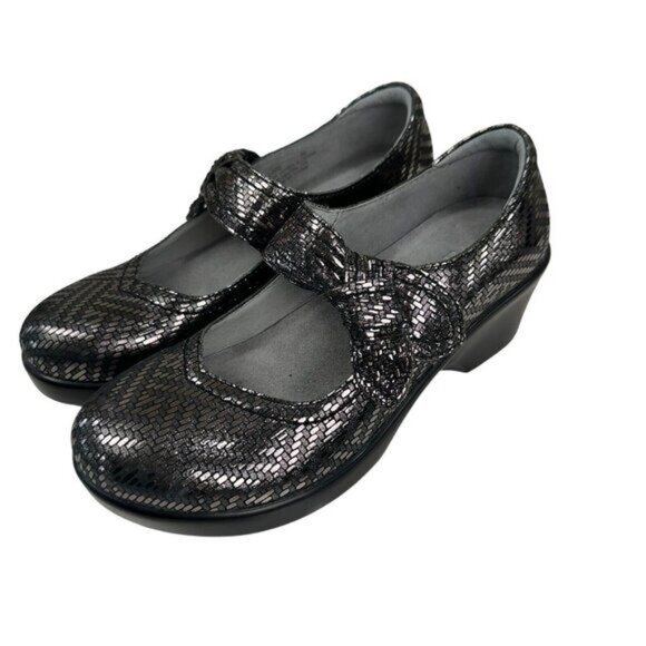 Alegria Ella Women SZ 36 Pewter Dazzle Mary Jane Pump Shoes Gray Metallic Comfy - Picture 4 of 12